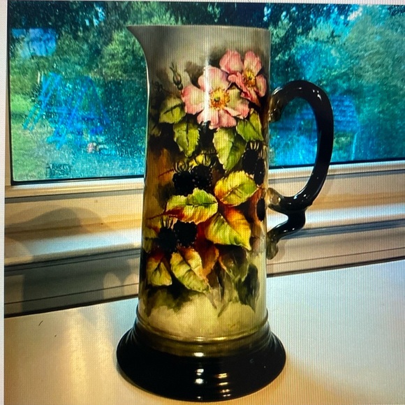 JEAN POUYAT LIMOGES FRANCE PORCELAIN TANKARD PITCHER - Picture 1 of 5